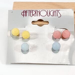 Pastel Color Stud Earrings Set, 4 Pairs of Vibrant Circle Earrings Afterthoughts